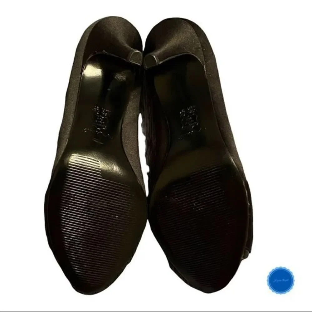 Nina Black Satin Pumps